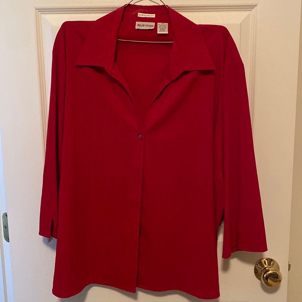 Red Apparenza Button Down Top